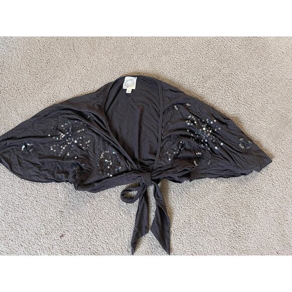 Womens large gray beaded cropped sweater cardigan - Picture 1 of 4